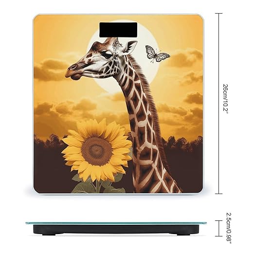 Giraffe and Sunflower Scale for Body Weight Accurate Digital Bathroom Scale Toughened Glass High Precision Scales Smart Weight Scales with Large LCD Backlight Display Weighing Machine