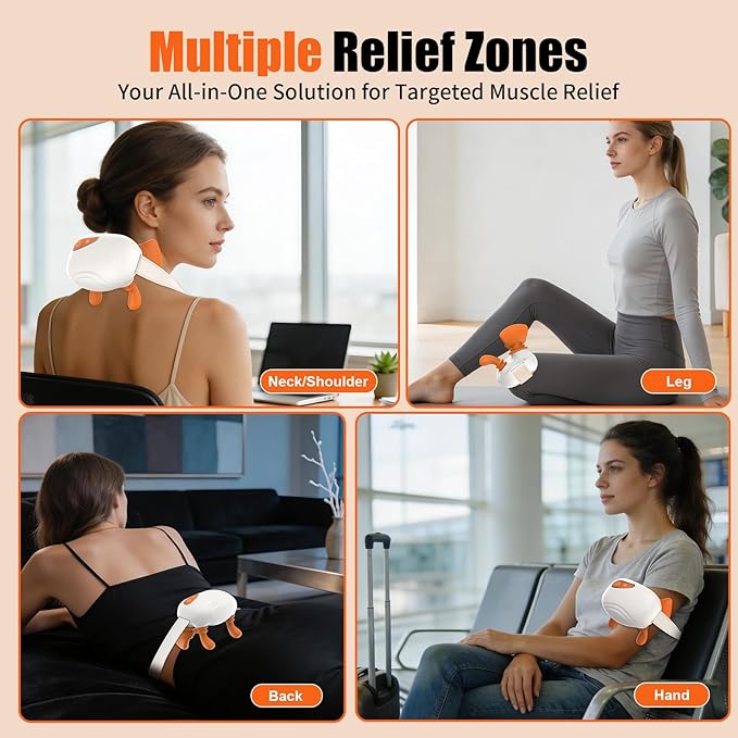 [2026 Upgraded] Neck and Shoulder Massager Bionic Shiatsu Heated Back Massager Hands Massager with Fingers 4D Kneading Massage Simulates a Real Palm Massage for Deep Relief Relax Muscle Tissue