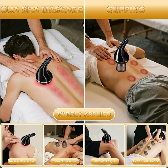 Upgrade 8-in-1 Cupping Kit for Massage Therapy【TOP.1 Germany Control System-100% Smart Massage】【Gua Sha +Red Light Therapy】【NO.1 Split Design】Cupping Set for Targeted Pain ReliefKnots (Black)
