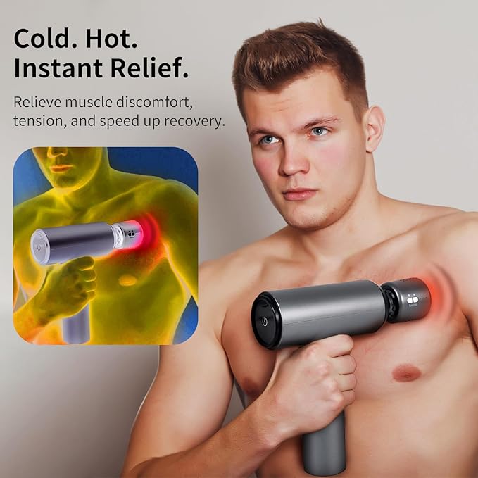 arboleaf Thermacool Massage Gun with Heat and Cold 6 Speeds Muscle Massage Gun Deep Tissue with Case Powerful Percussion Massager for Home Gym Office Muscle Back Pain Relief Gift