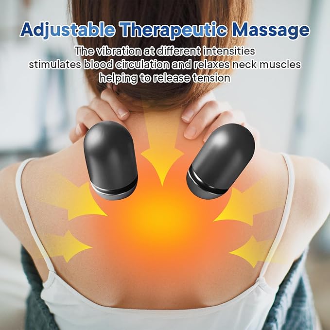 3-in-1 Rechargeable Neck Massager Pillow with Heat Vibration &amp Traction Deep Tissue Pain Relief Neck Hump Corrector &amp Cervical Support for Home Office Travel (Gray)