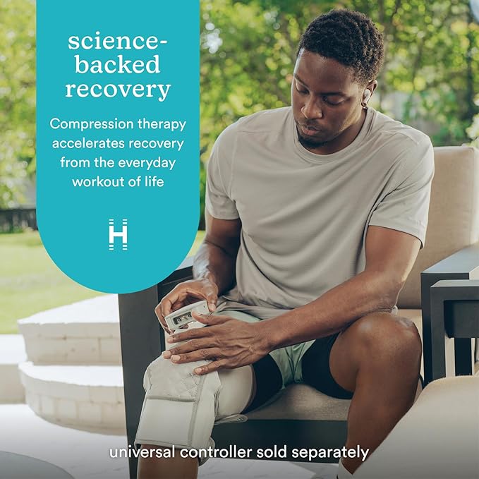 HoMedics Modulair Compression Knee Wrap Massager – Overlapped Compression Therapy with 4 Programs Adjustable Intensity Heat Settings (Battery Sold Separately)