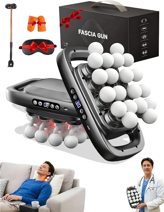 Veloreva Massager 2026 New 16 Head Massage Gun Deep Tissue 3 Modes 30 Speeds &amp 50kg Thrust Pro Neck Massager with Long-Lasting Battery Quiet Cordless for Neck Waist Body Muscle (20-Head)