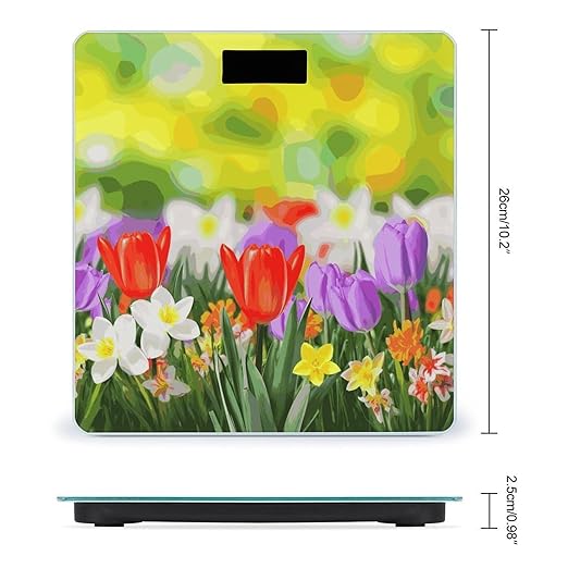 Spring Flowers Bathroom ScaleHighly Accurate Digital Weighing Machine for People Bright LED Display Weight Scale for The Aldult Home Use