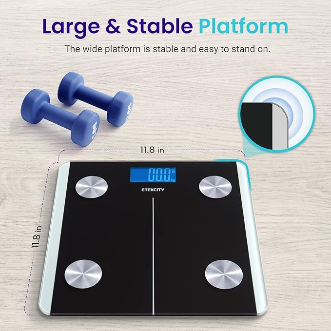 Etekcity Rechargeable Smart Scale for Body Weight Digital Bathroom Scale with BMI Body Fat Muscle Mass Accurate Weighing Machine for People Sync with Smartphone App 400lb
