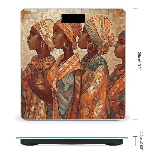Africa Ethnic Pottery Bathroom Scale for Body Weight LCD Display Digital Bathroom Scale Tempered Glass Bathroom Weight Scales Fashion Smart Scales for Home Bedroom 400 Lb