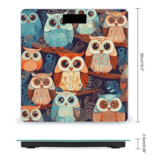 Anime Owl Scale for Body Weight Safe Rounded Corners Tempered Glass Digital Bathroom Scale LED Display 400lb Capacity Weight Scales with High Precision Sensors