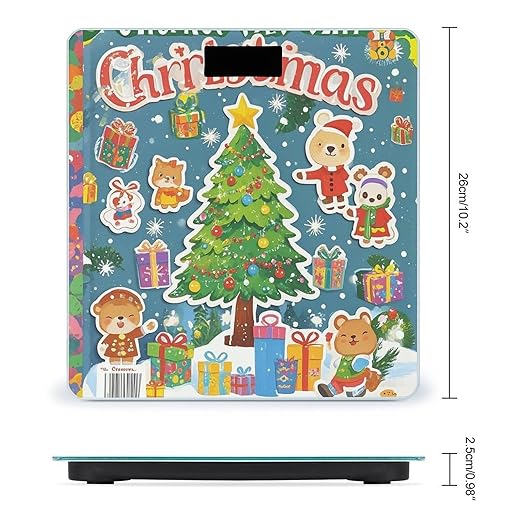 Digital Bathroom Scale for Body Weight Scale with Bright LCD Display High Accuracy Step-On Technology Auto On/Off Christmas Stickers Digital Scales 400 Lbs /180kg