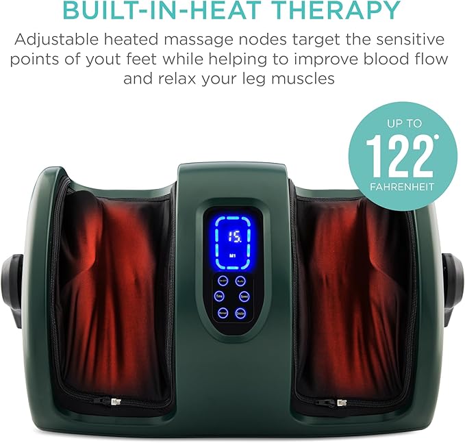 Best Choice Products Heated Shiatsu Foot Massager for Pain Relief Plantar Fasciitis Neuropathy Blood Circulation w/Compact Design - Dark Green