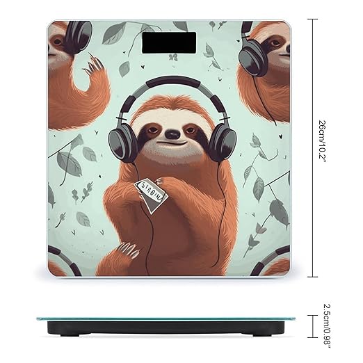 Funny Cute Animal Sloth Music Bathroom ScaleHighly Accurate Digital Weighing Machine for People Bright LED Display Weight Scale for The Aldult Home Use