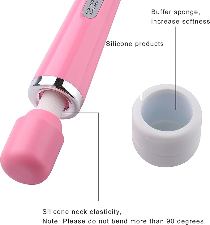 CHARMING Wired Powerful Handheld Back Massager with Strong Vibrations Personal 10 Speeds Therapy Massager for Sports Recovery Muscle Aches Body Pain (Pink)