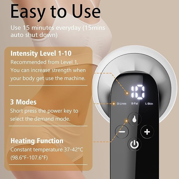 Cellulite Massager Tool Body Sculpting Machine 4 in 1 Body Sculpting Tool with Heating Skin TighteningCordless Electric Handle Massager Cellulite Remover for BellyWaistArmsLegsetc(White)