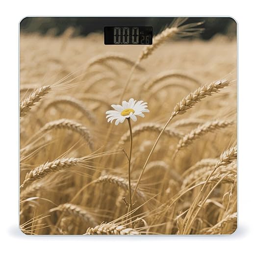 Wheat Fields and Flowers Weight Scale Large Digital Bathroom Scales with Bright LED Display Non Slip Digital Scale and Step On Fashion Weighing Machine for Body