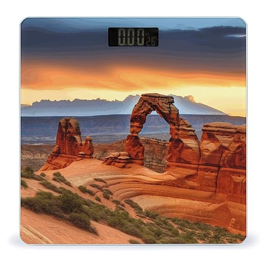 Arches National Park Scale for Body Weight High Precision Digital Weight Scales with LCD Display Anti-Slip Sturdy Slim Tempered Glass Bathroom Scale for Home Use