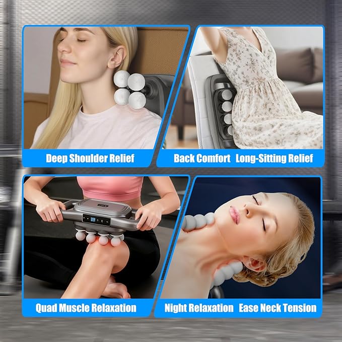 Massage Gun Deep Tissue – 16 Heads 9 Speeds &amp 9 Modes High Power Percussion Massager Gun for Full Body Relief Fascia Massage Gun for Muscle