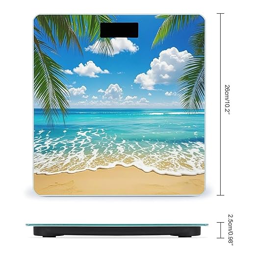 Hawaiian Beach Scale for Body Weight Highly Accurate Digital Bathroom Body Scale Digital Bathroom Scales for People Anti-Slip Large LCD Display Smart Scales