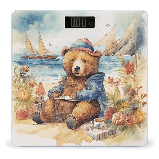A Bear on The Beach Scale for Body Weight Digital Bathroom Scale Accurate Smart Weight Scales with Large Display Weighing Machine High Precision Scales