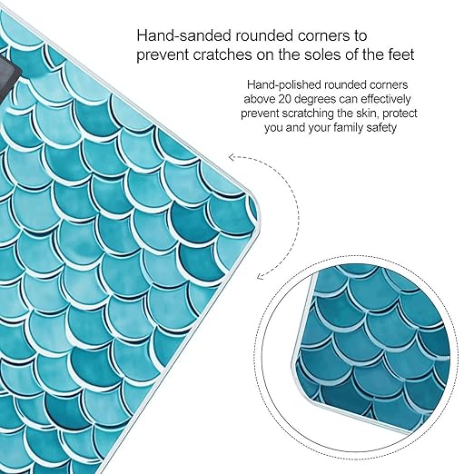 Blue Waves Squama Mermaid Scale Bathroom Scale for Body Weight LCD Display Digital Bathroom Scale Tempered Glass Bathroom Weight Scales Fashion Smart Scales for Home Bedroom 400 Lb
