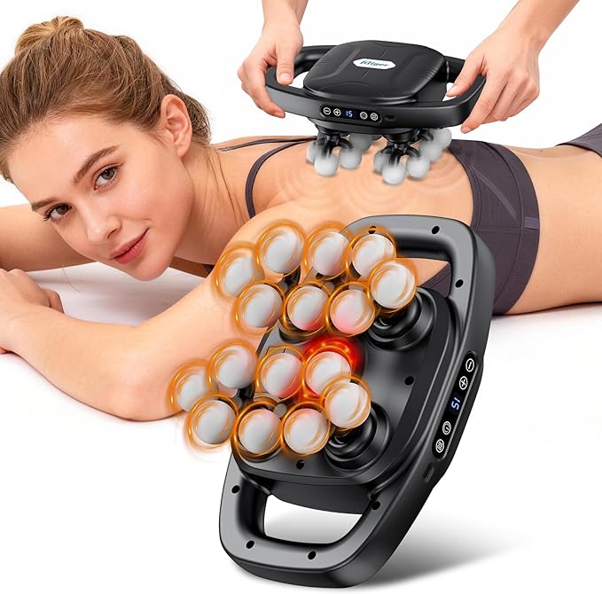 Deep Tissue Massager Gun for Back Shoulder and Neck Pain Relief Powerful Shoulders Back Massager Legs Foot Massager &amp Full Body Muscle Recovery with 16 Massage Heads 3 Modes &amp 30 Speed