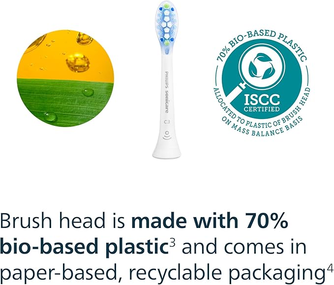 Philips Sonicare C3 Two-in-One - Genuine Replacement Electric Toothbrush Heads White 4 Pack One Year Supply HX9044/65