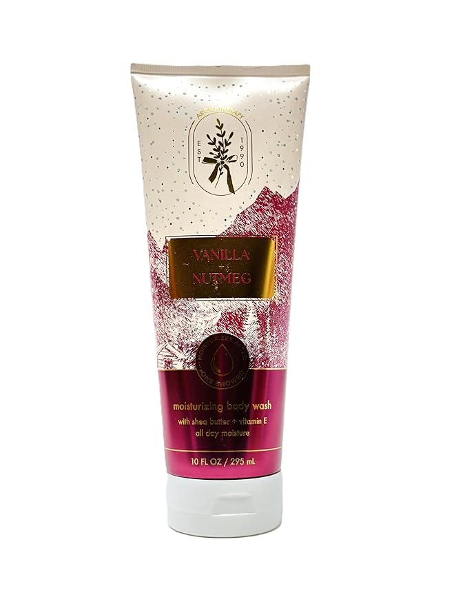 Bath and Body Moisturizing Body Wash with Shea Butter + Vitamin E (10 FL OZ / 295 ML Vanilla Nutmeg)