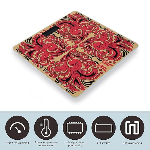 Russian Art Pattern Scale for Body Weight Digital Bathroom Scale Precision Smart Weighing Scales with Clear LED Display Accurate High Precision Scales Weighing Machine