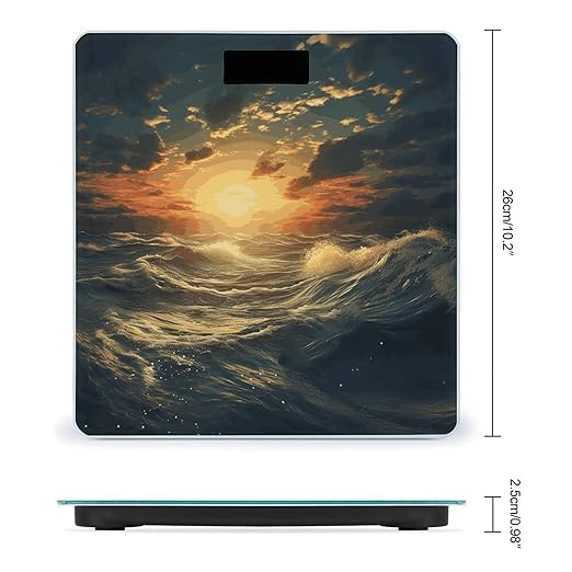 Ocean After Storm Scale for Body Weight Anti-Slip Digital Bathroom Scale Sturdy Toughened Glass Weighing Scales High Precision Safe Rounded Corners Smart Scales