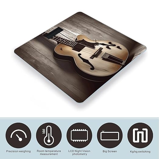Guitar Pictures Scale for Body Weight Accurate Digital Bathroom Scale Toughened Glass High Precision Scales Smart Weight Scales with Large LCD Backlight Display Weighing Machine