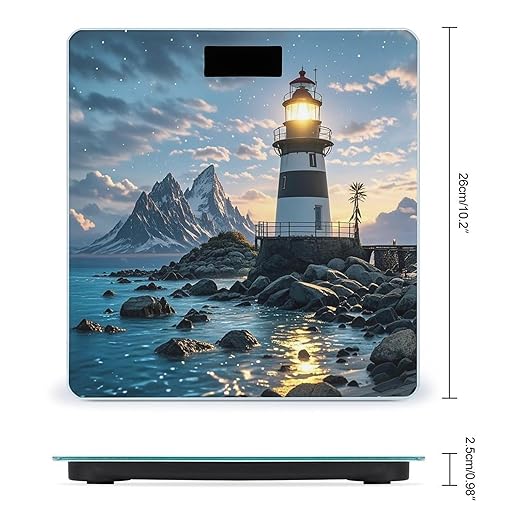 Lighthouse by The Sea Scale for Body Weight Digital Bathroom Scale Accurate Smart Weight Scales with Large Display Weighing Machine High Precision Scales