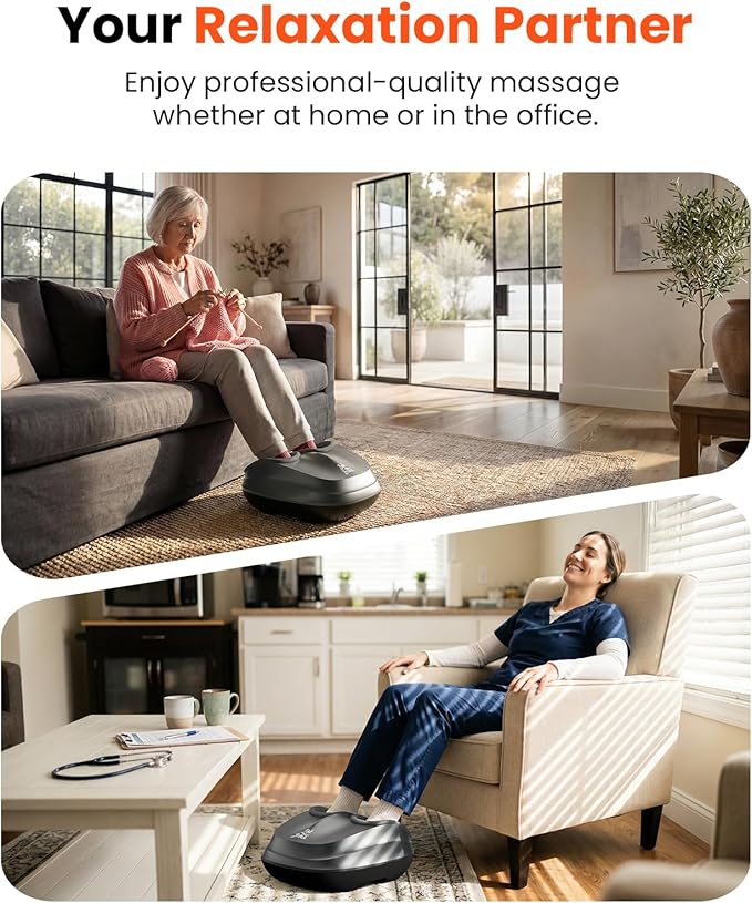 BOB AND BRAD Shiatsu Foot Massager with Heat and RemoteFSA Eligible HSA Deep Kneading Electric Feet Massager for Plantar Fasciitis Fits US Size 12