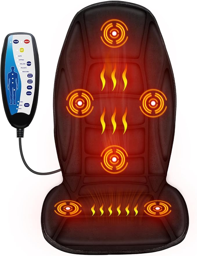 Back Massager with Heat Massage Chair Pad with 5 Vibrating Modes 2 Heat Levels Electric Massage Seat Cushion Massage Pad for Back Pain Relief Gifts for Men Husband Him Dad Mom Her