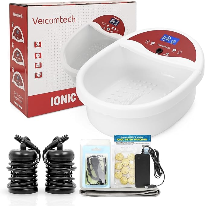Ionic Foot Bath Detox Machine Foot Detox Machine Ionic Feet Spa Kit with 10 Ginger Tablets 2 Arrays FIR Belt for Home Salon Spa