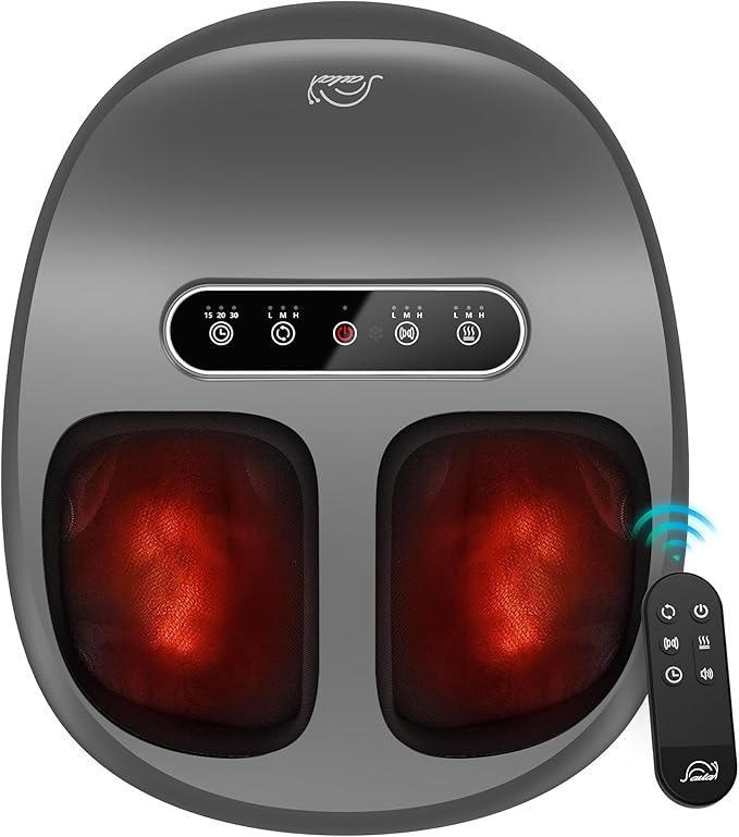 Snailax Foot Massager with Heat and Compression Shiatsu Foot Massager for Neuropathy and Plantar Fasciitis Deep Kneading Rolling Remote Control Fits up to Size 14