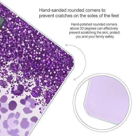 Women's Fashion Automatic Switch Digital Bathroom Weighing Scale Smart Scale Purple Glitter Pattern Cheetah Leopard Print