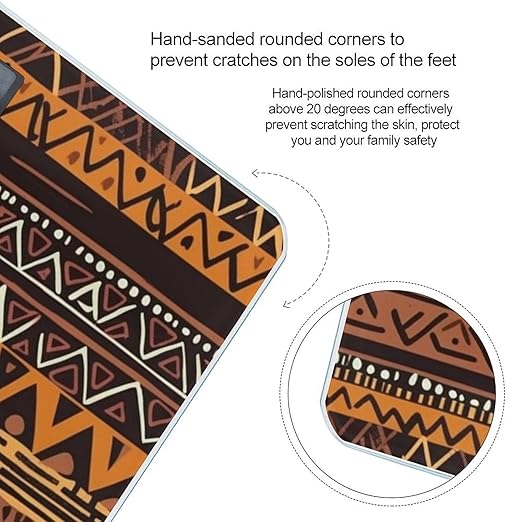 African Mud Cloth Tribal Bathroom Scale Weight Scale for Body WeightHighly Accurate Digital Weighing Machine Clear LED Display Digital Bathroom Body Scale 400lb/182kg