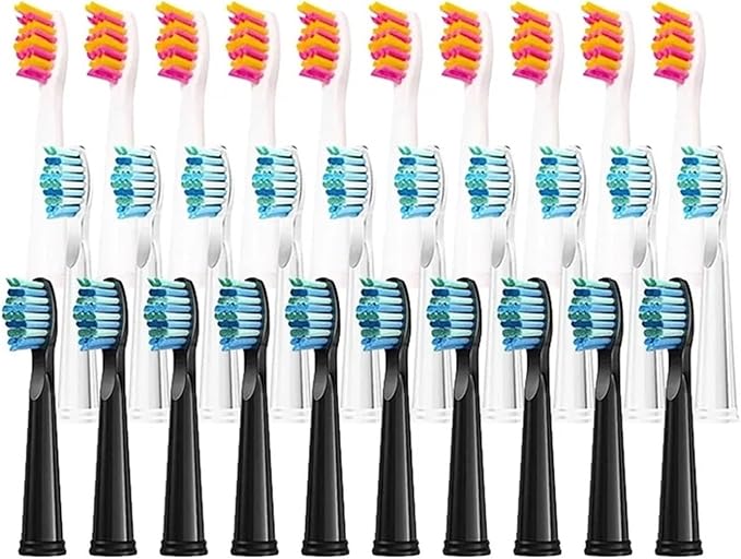 Compatible for Seago Tooth Brush Head Electric Toothbrush Heads Replaceable for SG-507B/908/909/(5 Black 5 White)