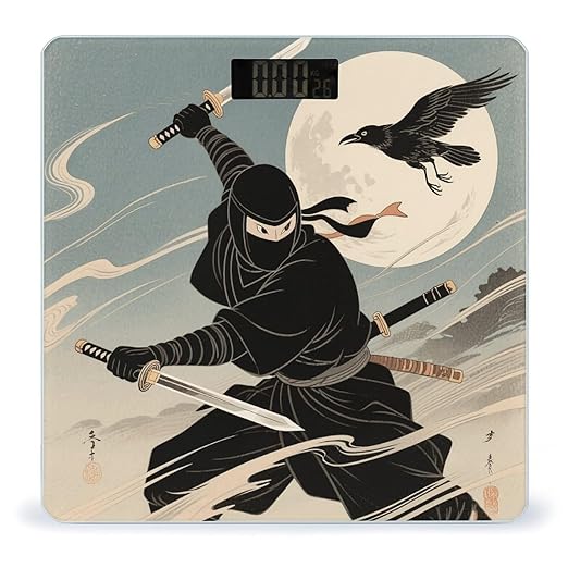 Ninja Shuriken Throw Scale for Body Weight Sturdy Tempered Glass Weighing Scales with LCD Display Accurate Digital Bathroom Scale Convenient Body Fat Smart Scales Easy Read