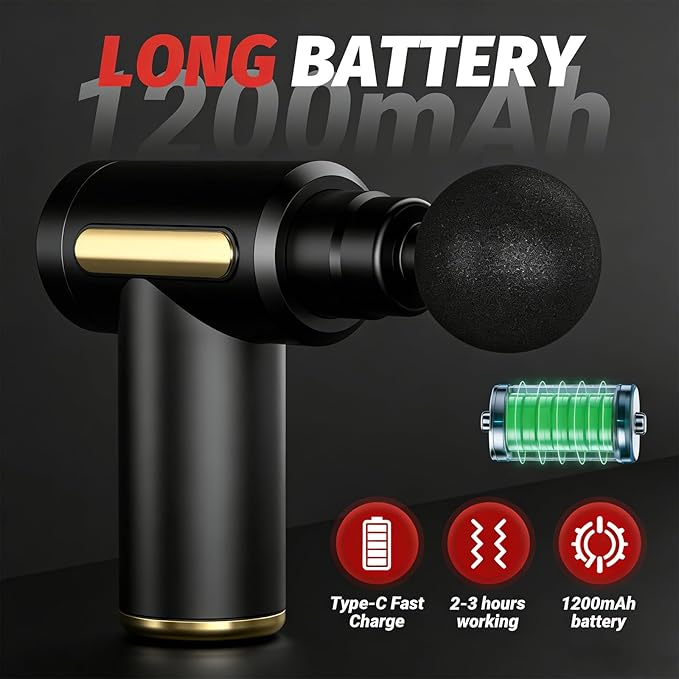 Mini Massage Gun Deep Tissue with 5 Attachments - Portable Percussion Massager USB-C Rechargeable Travel Size Muscle Massage Gun Set for Athletes Neck Feet Pain Relief (Green + Bright Red)