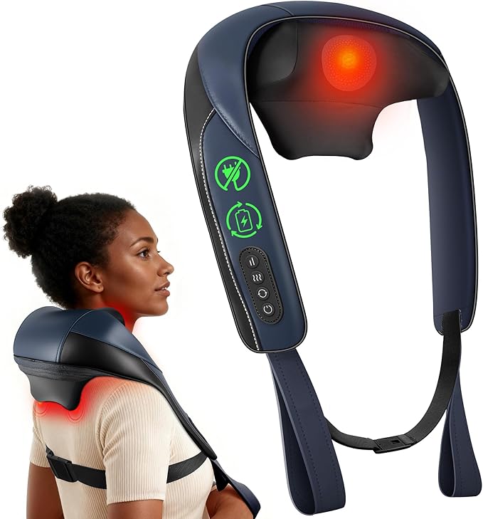 COMFIER FSA Eligible HSA Shiatsu Neck Massager with Heat Cordless Neck and Shoulder Massager for Pain Relief Deep Tissue Graphene Heating 4D Kneading Massage Pillow