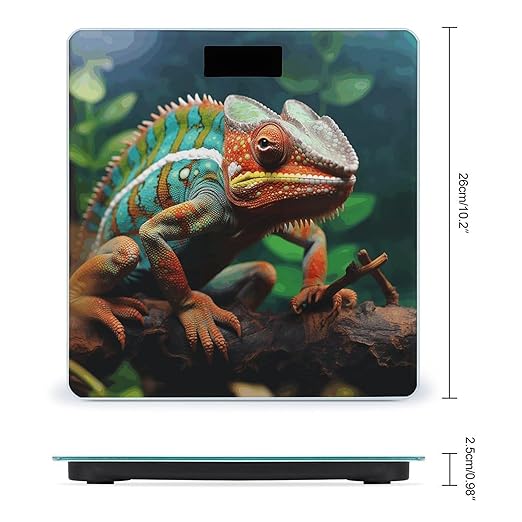 Cute Chameleon Bathroom Scale Large LCD Backlight Display Digital Scale Rounded Corners Body Scales Automatic Power On/Off Bathroom Scales for Home Bedrooms