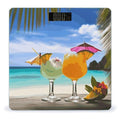 Tropical Beach Drink Weight Scale Digital Electronic Scales Bathroom Scale Larg LCD Backlight Display High Precision MeasurementsTempered Glass