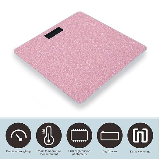 Men's Smart Scale for Body Weight Digital Bathroom Weighing Scale Automatic Switch Energy Saving Scale Pink Glitter Texture