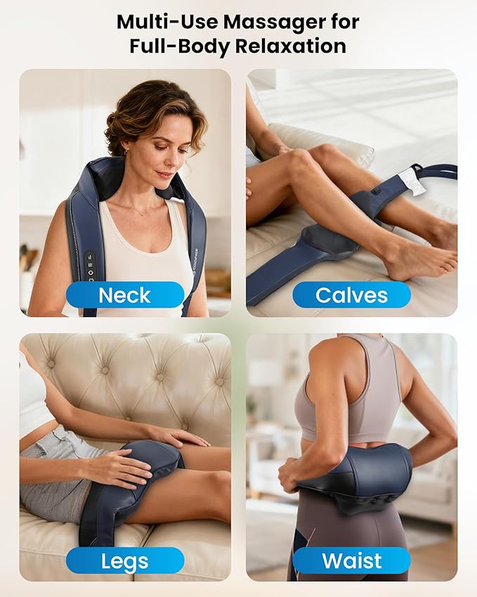 COMFIER FSA Eligible HSA Shiatsu Neck Massager with Heat Cordless Neck and Shoulder Massager for Pain Relief Deep Tissue Graphene Heating 4D Kneading Massage Pillow