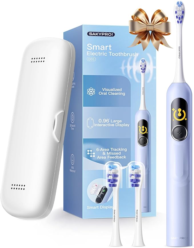 G5S Electric Toothbrush (Pink) + Ultra White Toothpaste 2 Pack 150-Day Rechargeable Toothbrush Visibly Whitens Yellow Teeth