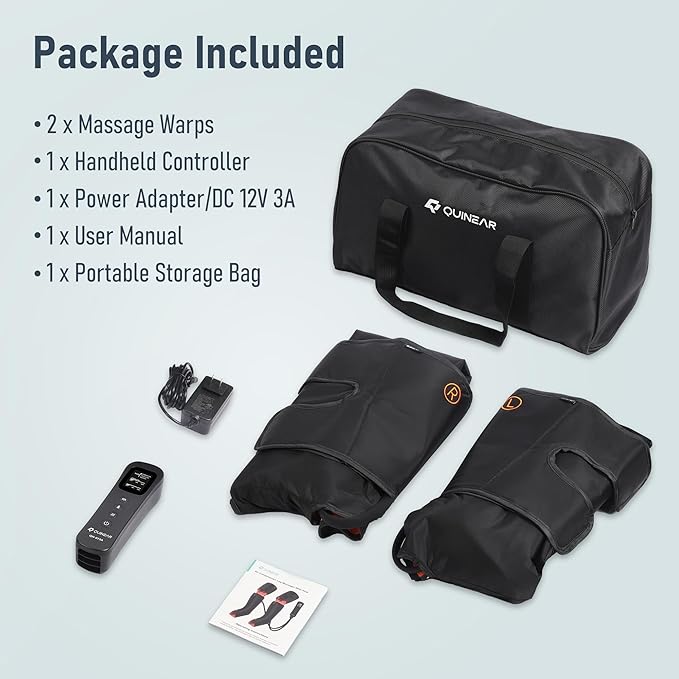 QUINEAR Leg Massager 3-in-1 Foot Calf &amp Thigh Massager with Heat and Compression Therapy Leg Massage Boots for Pain Relief FSA-HSA Eligible