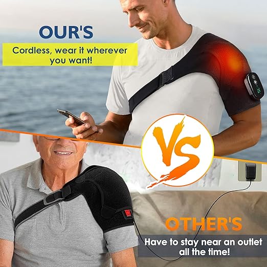 Cordless Shoulder Heating Pad FSA Eligible HSA Approved Heated Shoulder Brace with Vibration Shoulder Massager for Men Women Pain Relief