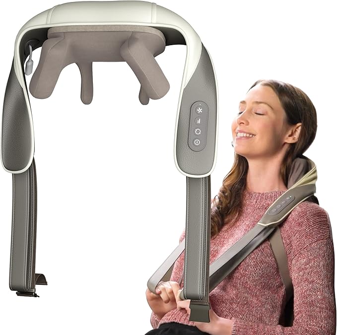 Electric Neck and Back Massager Heat Function Deep Tissue Cordless Neck Massager Relax Muscles 4D Kneading Heated Massage Shoulder Massager Gift Ideas for Dad Mom Friends