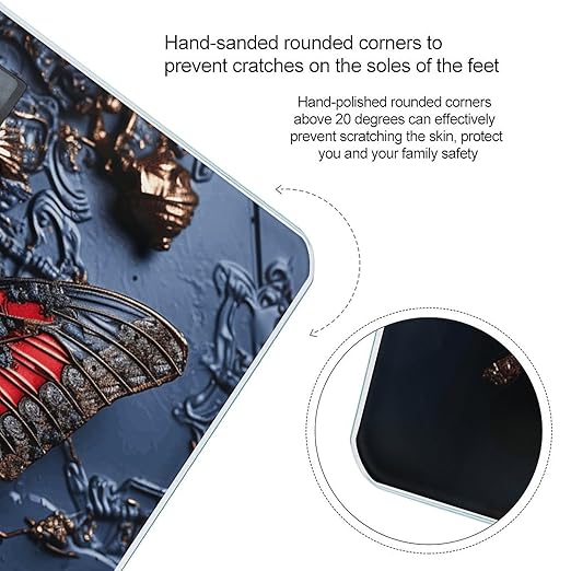 Red Butterfly Scale for Body Weight Accurate Digital Bathroom Scale Toughened Glass High Precision Scales Smart Weight Scales with Large LCD Backlight Display Weighing Machine