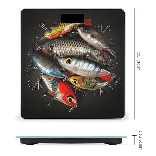 Fishing Bait Bathroom Scale Large LCD Backlight Display Digital Scale Rounded Corners Body Scales Automatic Power On/Off Bathroom Scales for Home Bedrooms