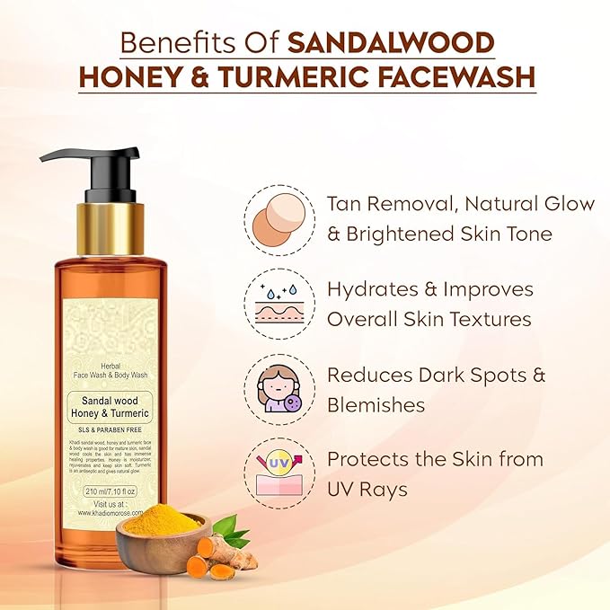 Sandalwood Honey Turmeric Face &amp Body wash-210 ml